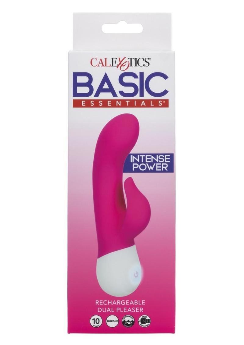 Basic Essentials Rechargeable Dual Pleaser Rechargeable Silicone Vibrator - Pink