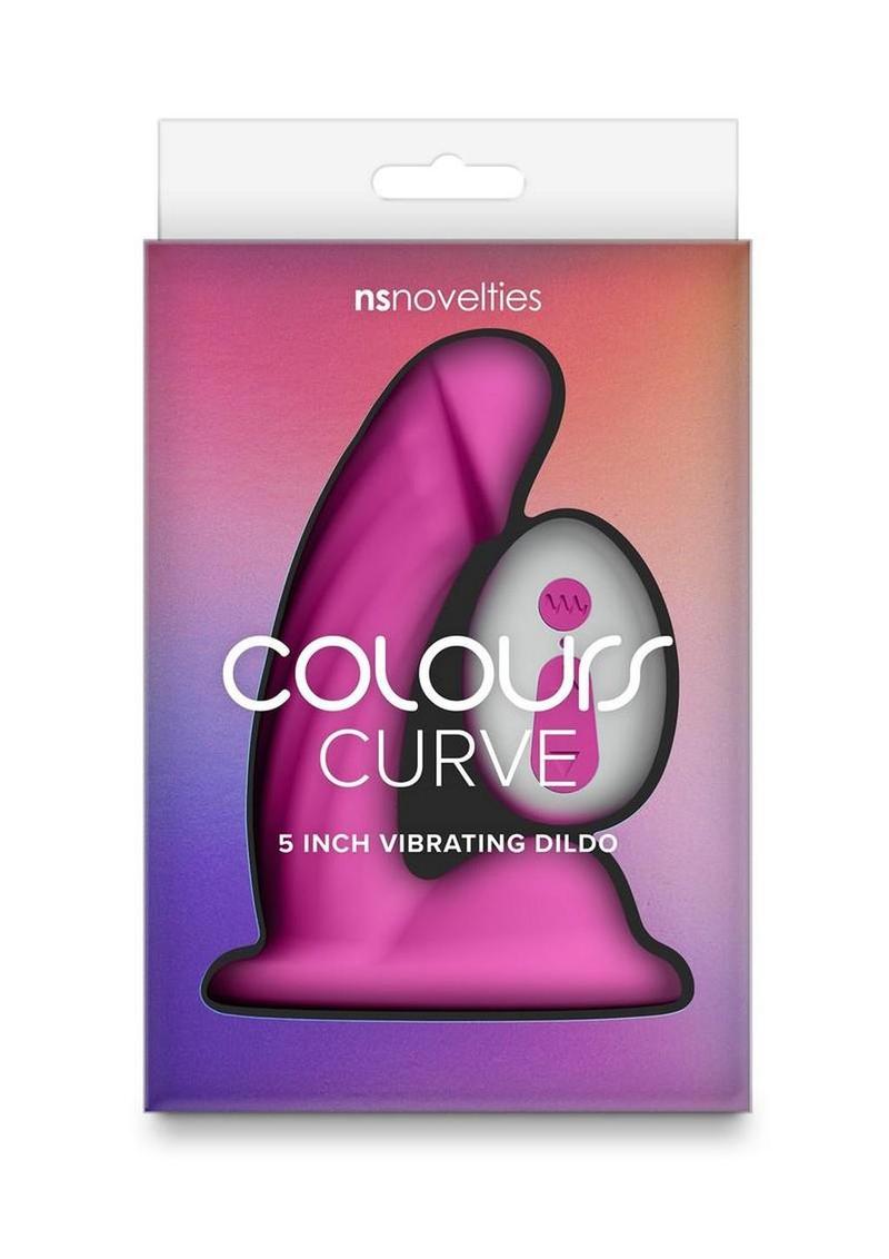 Colours Curve Silicone Vibrating Dildo with Remote Control - Pink - 5in