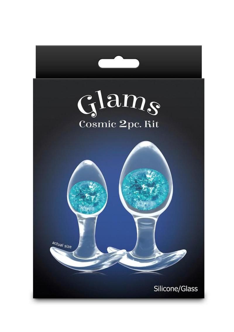 Cosmic Glams Silicone Anal Plug Kit - Blue - 2pc/Set