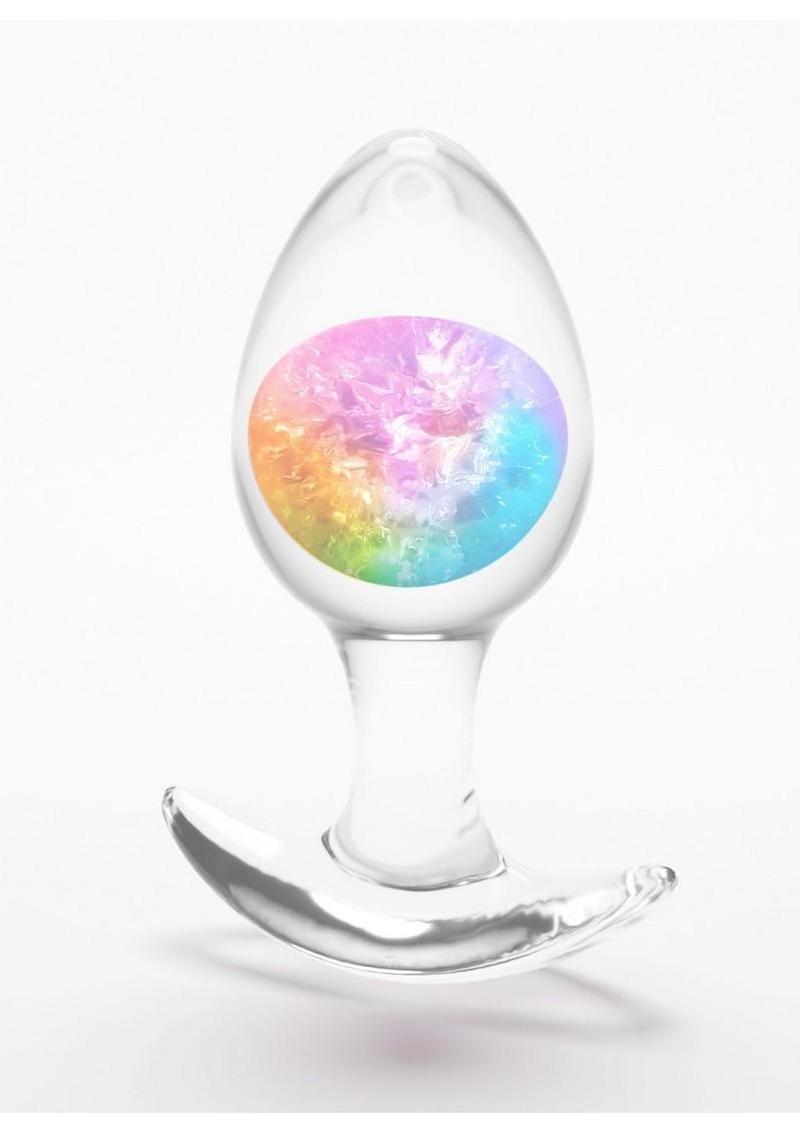 Cosmic Glams Silicone Anal Plug - Multicolor/Rainbow - Medium
