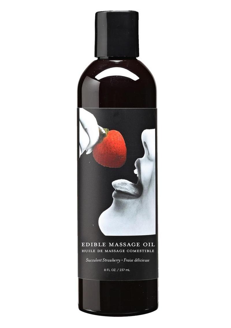 Earthly Body Hemp Seed Edible Massage Oil Succulent Strawberry - 2oz