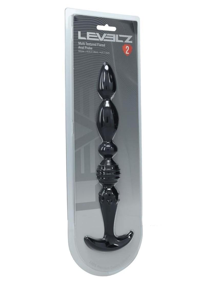 Levelz Multi Textured Silicone Flared Anal Probe - Black
