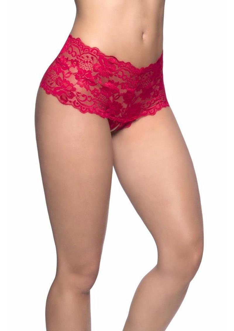 Oh LA LA Cheri Good Night Kiss Panty - Red - Medium/Small