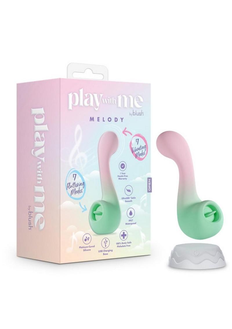 Play with Me Melody Rechargeable Silicone Dual-End Vibrator - Green/Pinkshop_this_look_AVdw3f