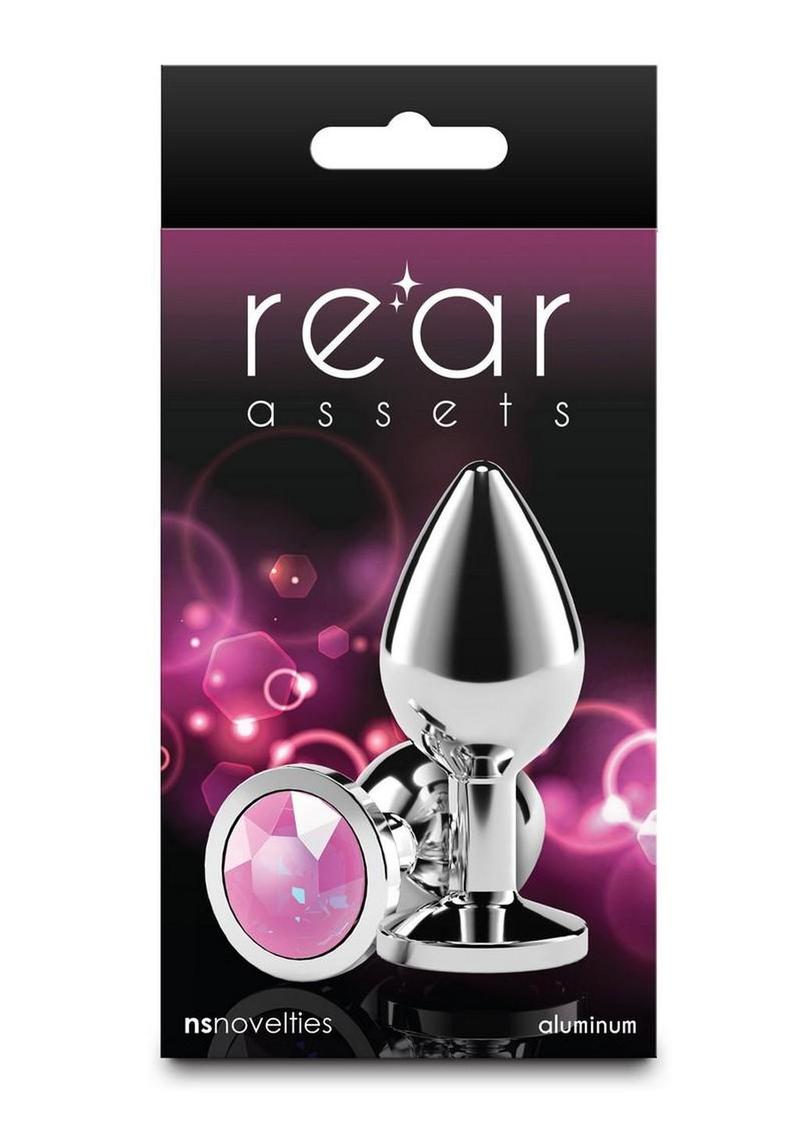 Rear Assets Silver Anal Plug - Pink Gem - Medium
