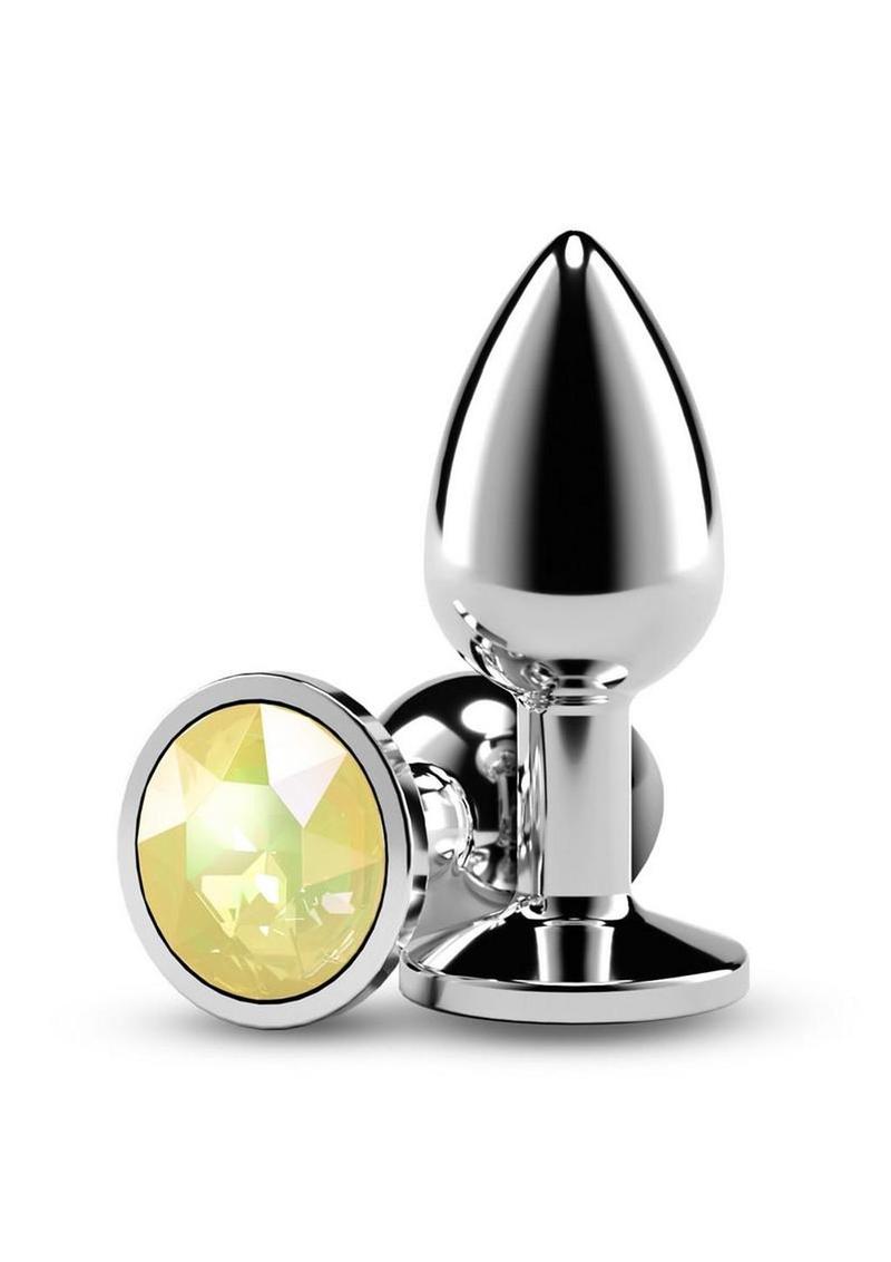Rear Assets Silver Anal Plug - Small - Yellow Gem