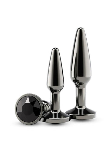 Rear Assets Tapered Trainer Chrome Plated Anal Plugs Kit - Gray/Grey - 3pc/Set