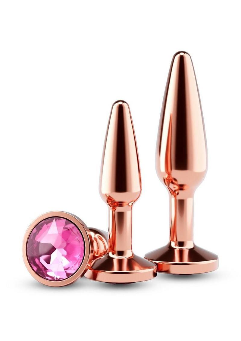 Rear Assets Tapered Trainer Chrome Plated Anal Plugs Kit - Rose Gold - 3pc/Set