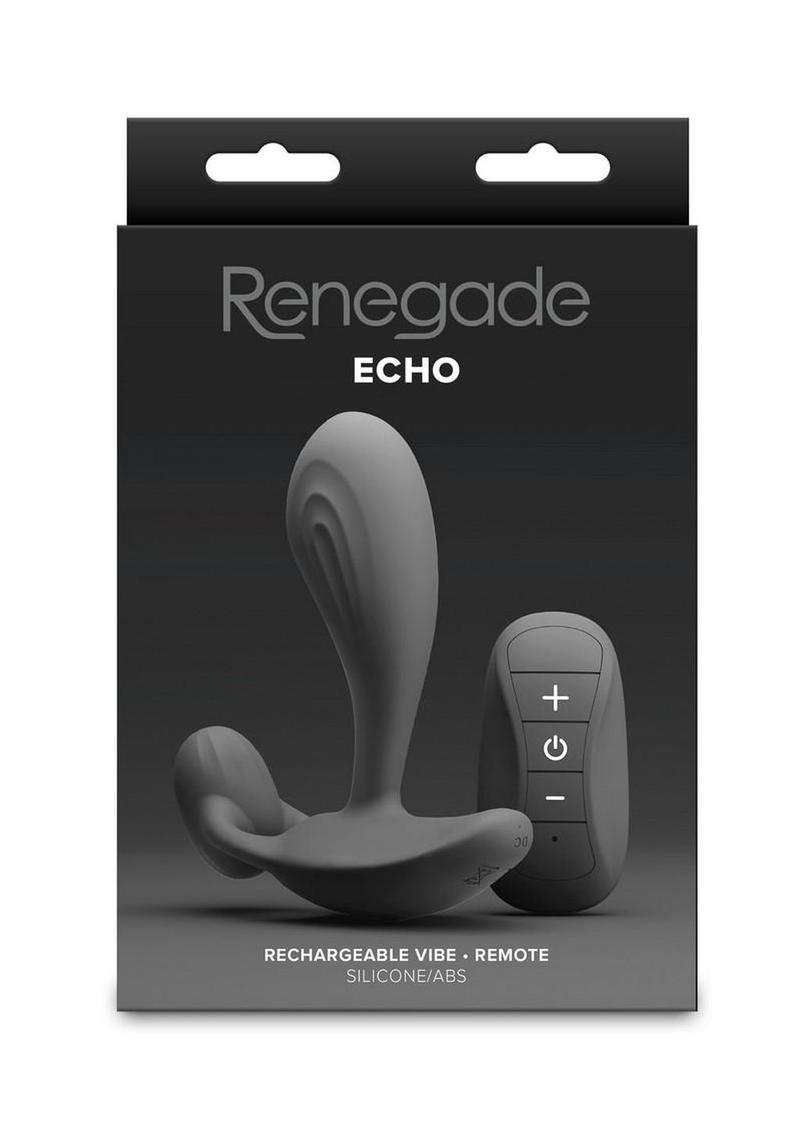 Renegade Echo Rechargeable Silicone Prostate Massager with Remote Control - Black