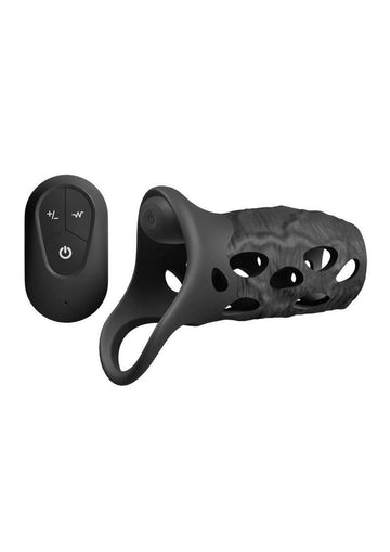 Renegade Edge Rechargeable Silicone Vibrating Penis Sleeve with Remote - Black