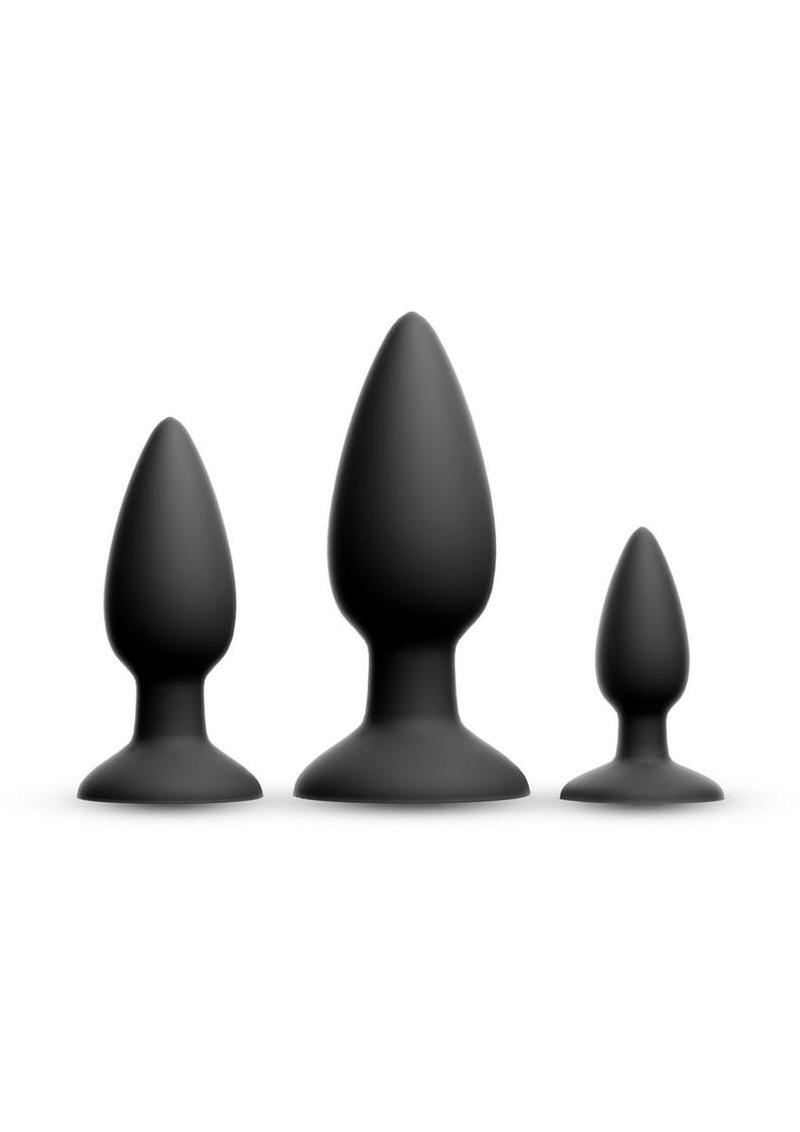 Renegade Triple Strike Silicone Anal Plug Kit - Black - 3pc/Set