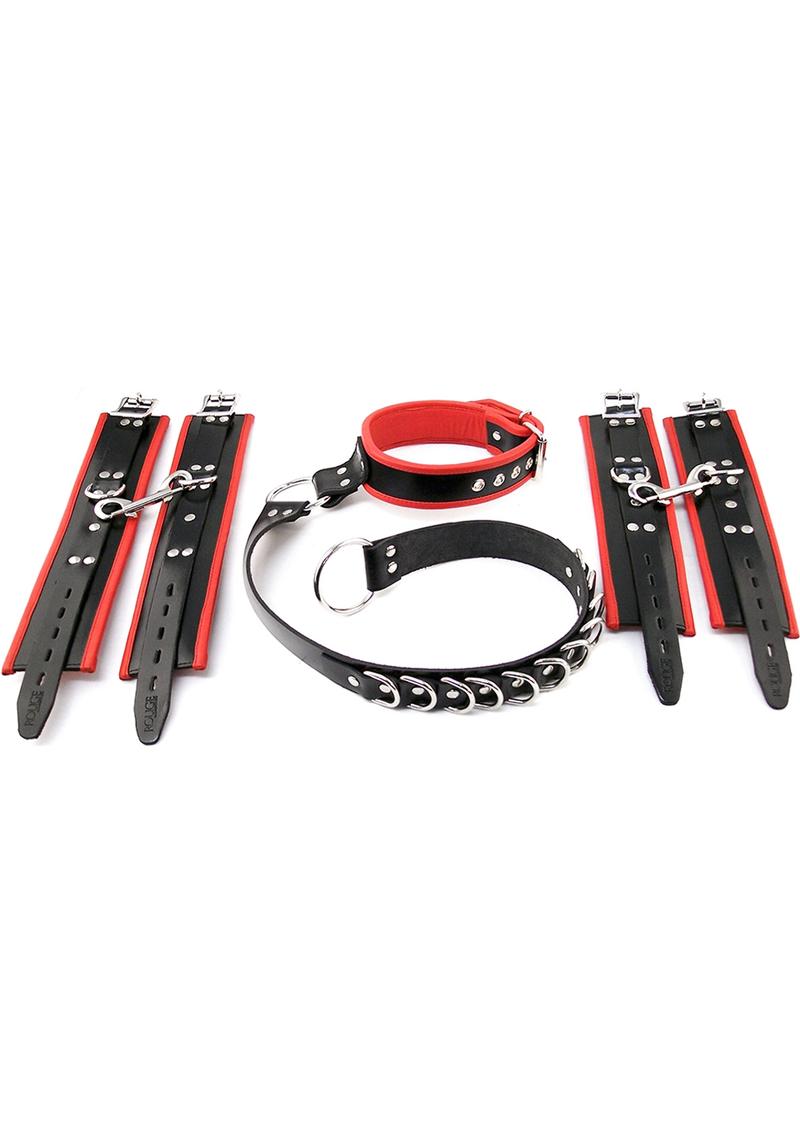 Rouge Leather Adjustable D Ring Hogtie - Black