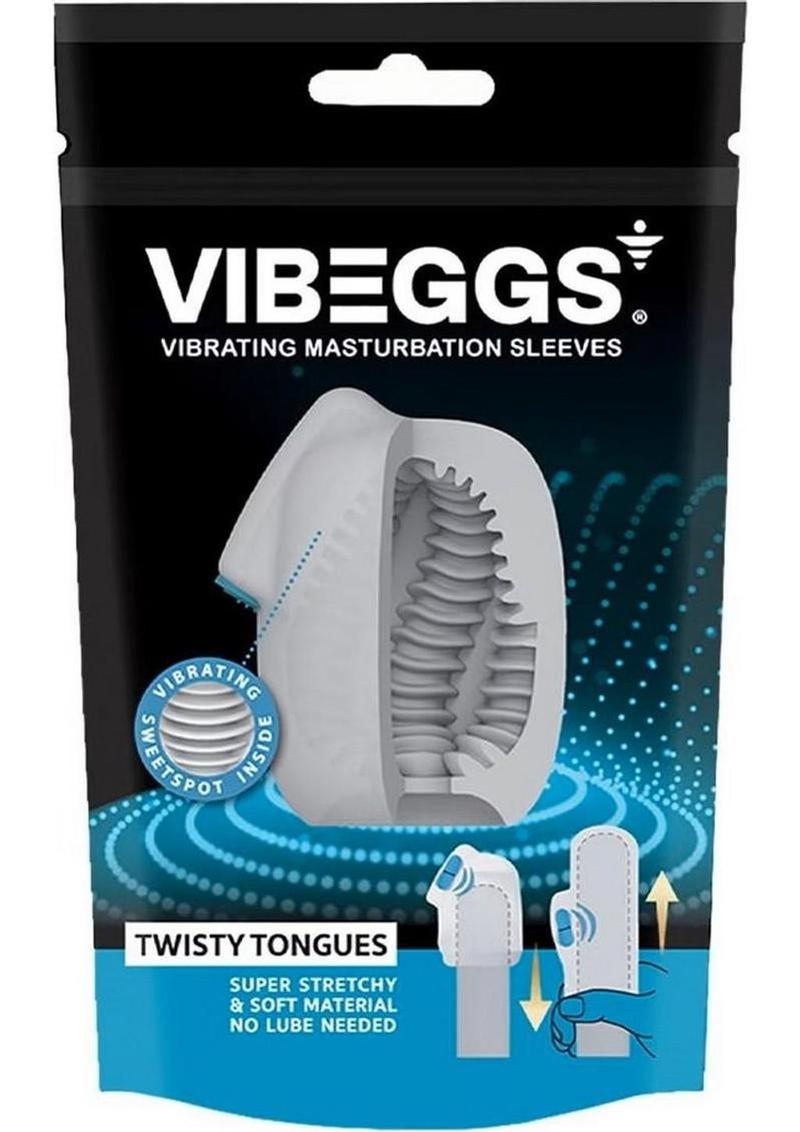 Vibeggs Twisty Tongues Unisex Masturbation Egg - Blue/White
